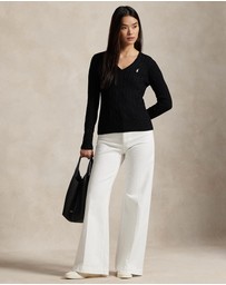 Polo Ralph Lauren - Cable-Knit Cotton V-Neck Sweater