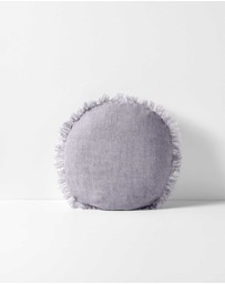 Aura Home - Vintage Linen Fringe Small Round Cushion