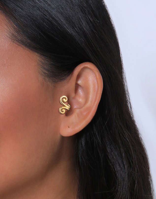 Elli Jewelry - Earrings Earcuff Spiral 925 Sterling Silver Gold-plated