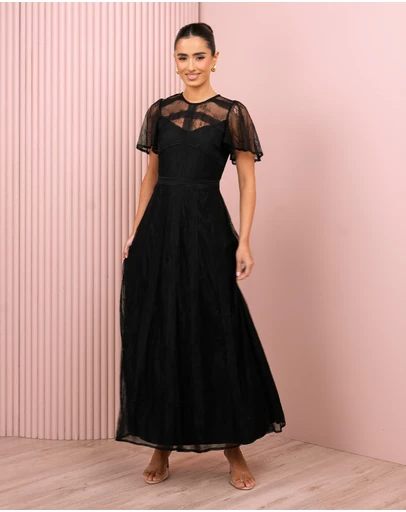 Azzurielle - Luna Flutter Sleeve Maxi Dress