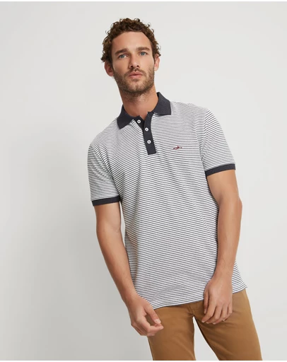 Oxford - Mack Striped Organic Cotton Polo