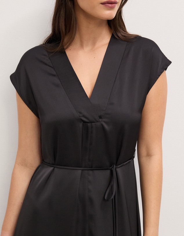The Fated - Josephine Satin V-Neck Maxi Dress