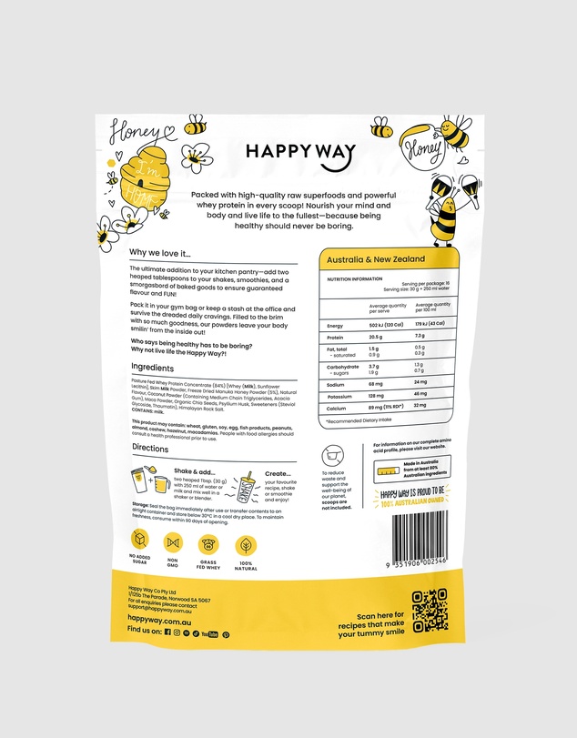 Happy Way - Manuka Honey Whey Protein Powder