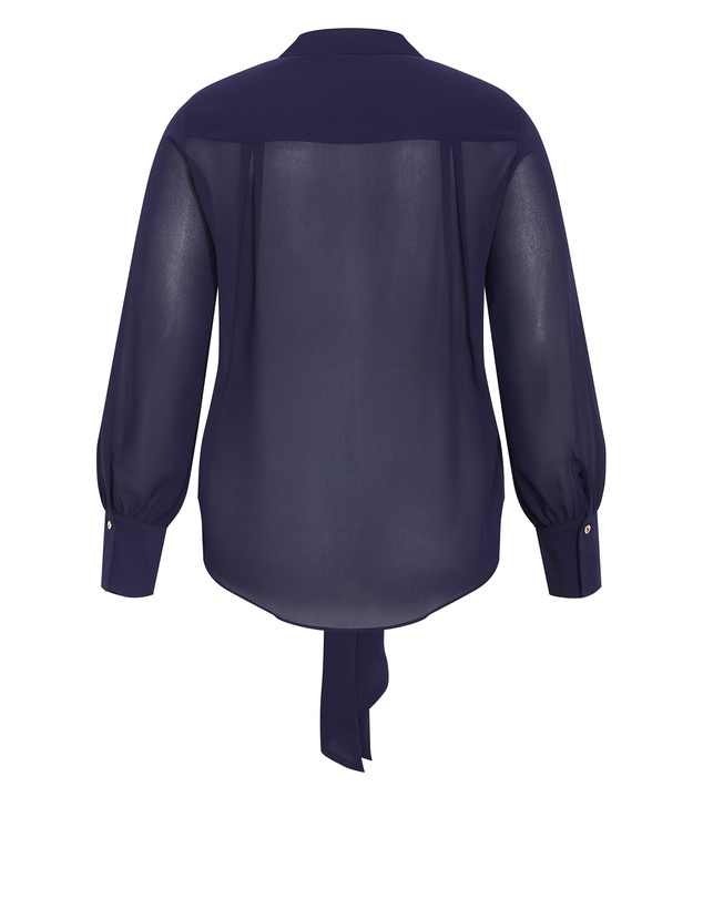 City Chic - Plus size Jane Tie Hem Shirt - navy