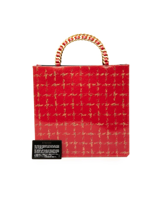 Pre-Loved by Azura Reborn - Pre-Loved Chocolate Bar Patent Tweed Print Tote