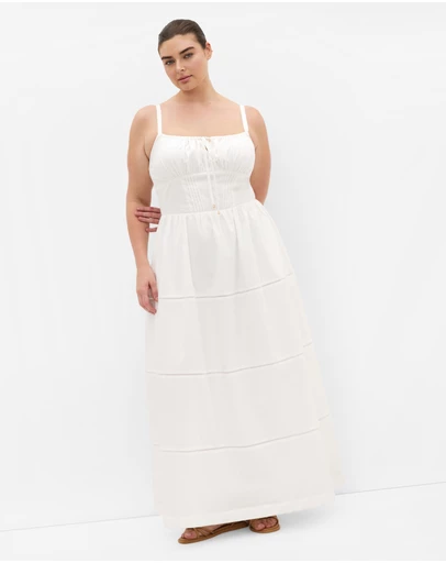 City Chic - Plus size Vani Corset Maxi Dress - ivory