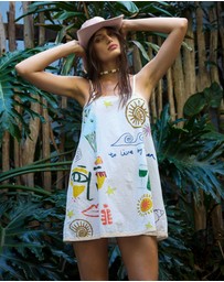 THE TALES - Illustrated Summer Cotton Slip Dress