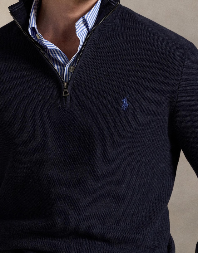 Polo Ralph Lauren - Mesh-Knit Cotton Quarter-Zip Sweater