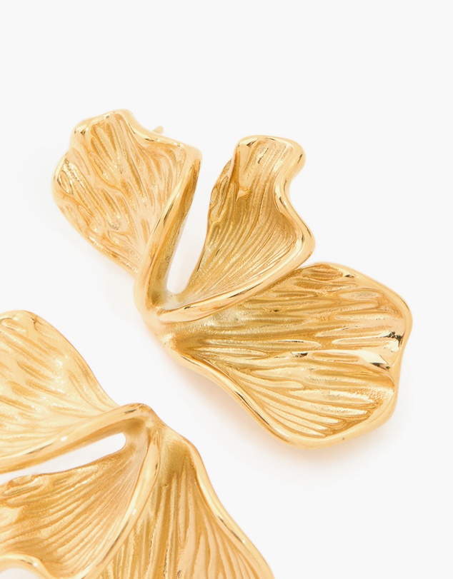 Lovisa - Waterproof Gold Plated Stainless Steel Petal Fan Earrings