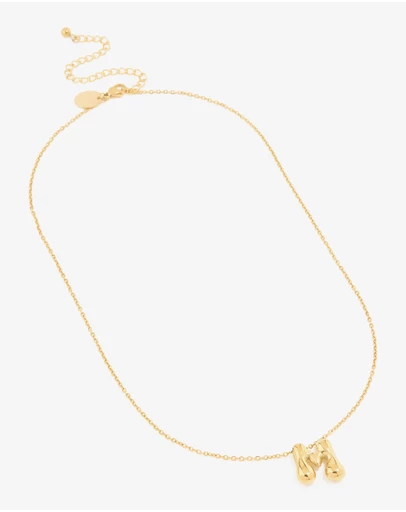 Lovisa - Waterproof Gold Plated Stainless Steel Large Bubble Letter M Necklace