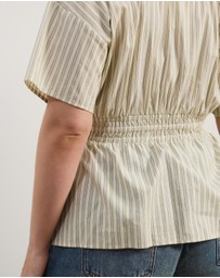 Atmos&Here Curvy - Elis Cotton Gathered Waist Top
