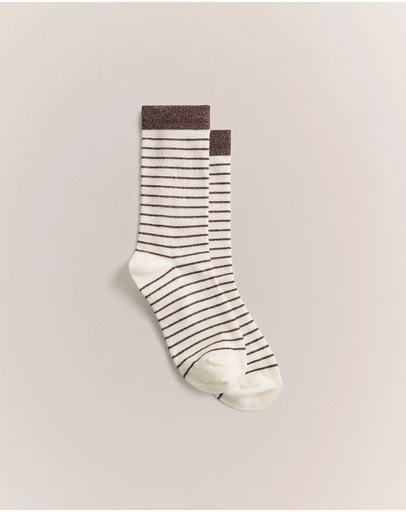 Trenery - Metallic Stripe Sock in Dark Plum