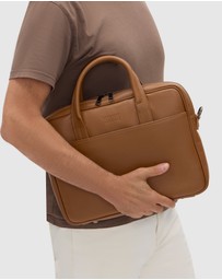 Republic of Florence - The Glasgow Pebble Tan Slim Briefcase