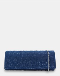 Morgan & Taylor - Noelle Diamante Clutch in Navy Blue