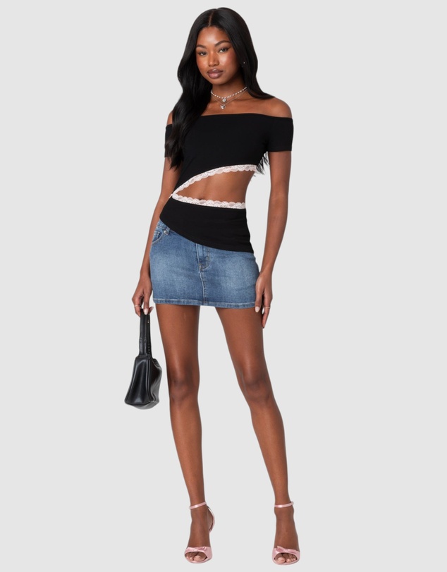 EDIKTED - Annaise Off Shoulder Cut Out Top
