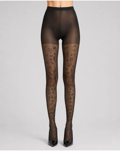 High Heel Jungle - Metallic Leopard Premium Jacquard Tights