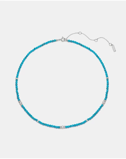 Ania Haie - Silver Lab-Created Turquoise Beaded Necklace