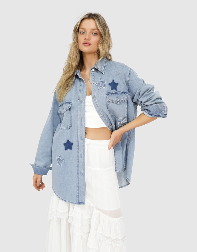 Belle & Bloom - Stargazer Patch Detail Denim Shirt