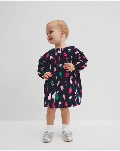 Country Road - Fruit Frill Long Sleeve Cord Dress