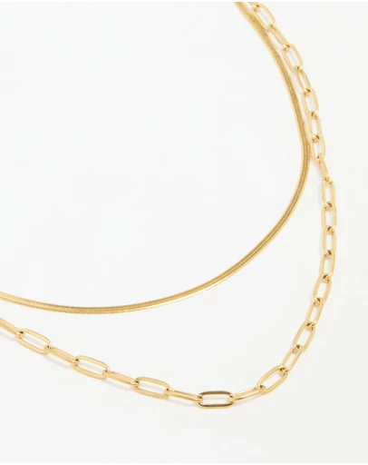 Lovisa - Waterproof Gold Plated Stainless Steel Double Link Layered Necklace