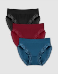 B Free Intimate Apparel - Contour Lace High Cut Briefs - 3 Pack