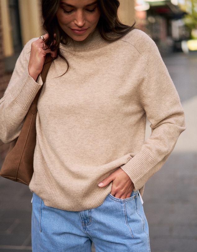 Ceres Life - Alex Oversized Knit Funnel Neck Pullover
