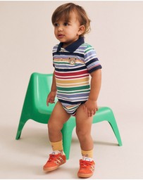 Huxbaby - Rainbow Stripe Polo Romper - Babies