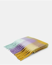 Morgan & Taylor - Emma Chunky Check Scarf Purple & Citrus Orange