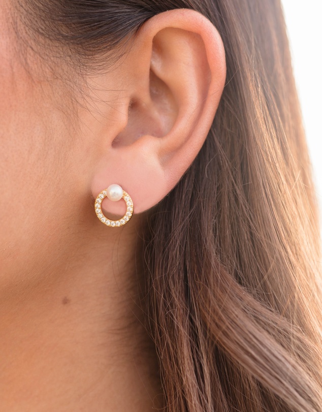 Georgini - GEORGINI OCEANS BYRON FRESHWATER PEARL EARRINGS GOLD