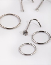 Lovisa - Surgical Steel Diamante Nose Stud 6-Pack