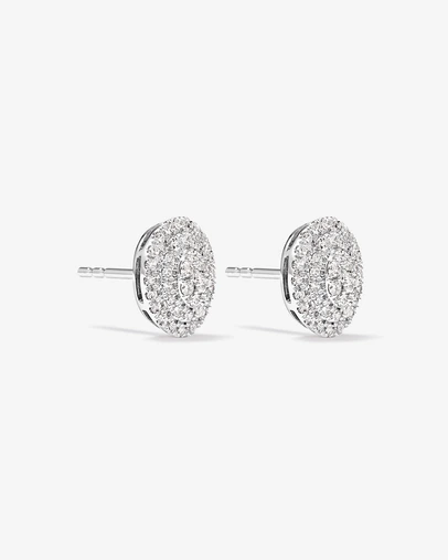 Michael Hill - 0.30 Carat TW Oval Shaped Diamond Cluster Stud Earrings in 10kt White Gold
