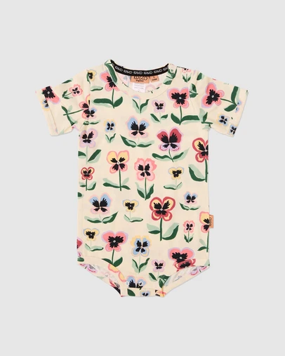 Kip&Co - Organic Cotton SS Romper Pretty Pansy - Babies