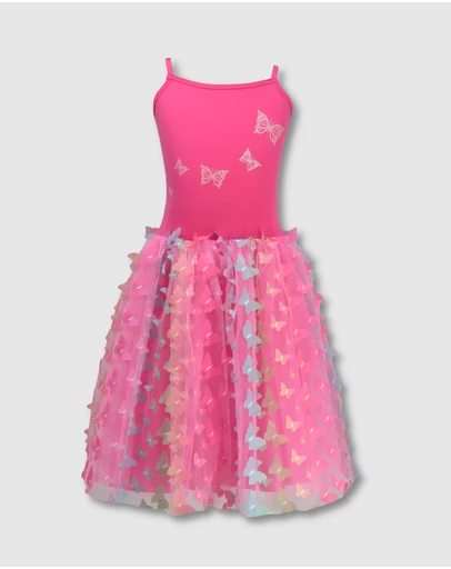 Pink Poppy - Rainbow Butterfly Dress Hot Pink