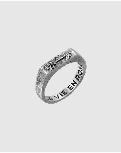 Haze & Glory - ICONIC EXCLUSIVE - La Vie en Rose Signet Ring in Oxidised 925 Silver