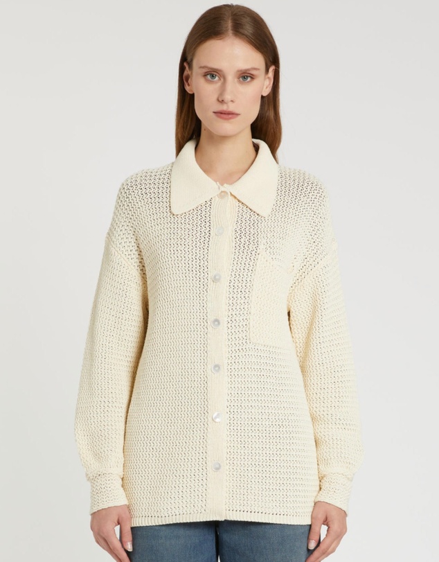 Marella - Cream Knit Collar Cardigan
