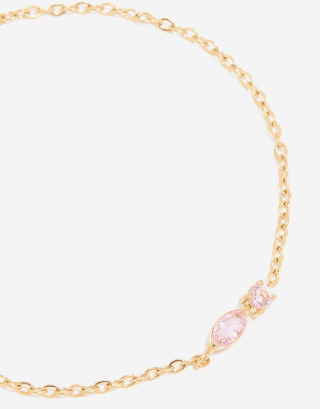 Lovisa - Waterproof Gold Plated Stainless Steel October Pink Cubic Zirconia Birthstone Bracelet