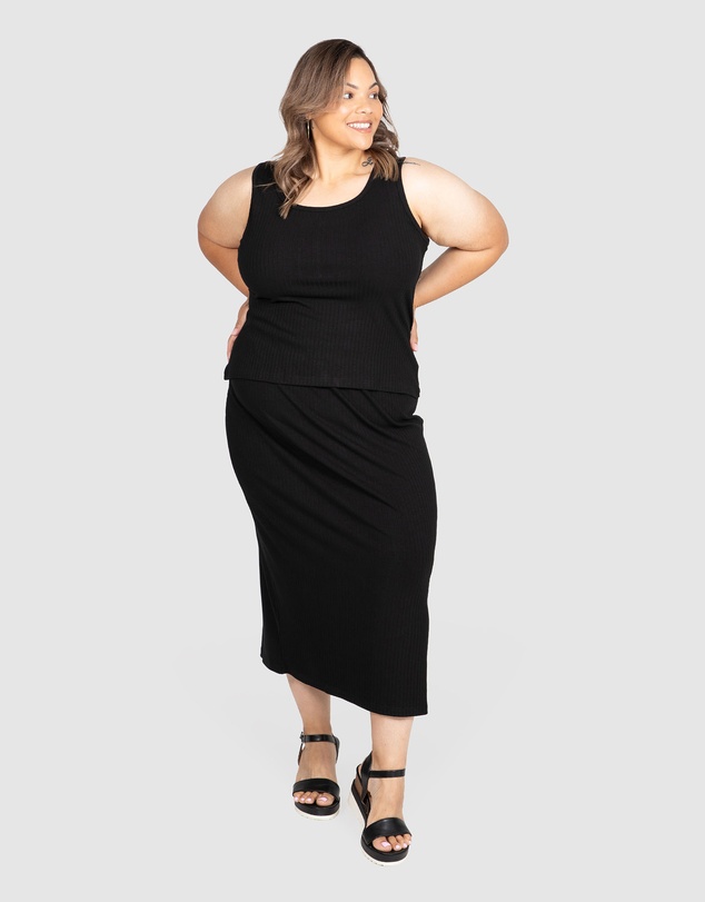 Love Your Wardrobe - Chelsea Rib Knit Midi Skirt