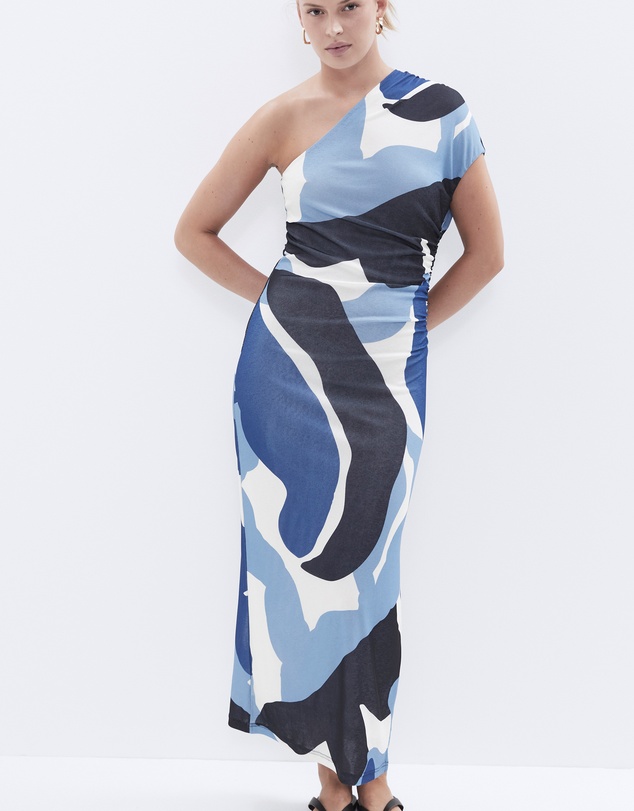 UNISON - Ruched One Shoulder Dress