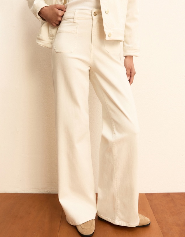 Emme - Wool White Straight Trousers