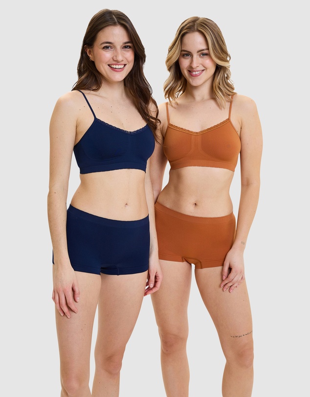 Billet Doux - Zen Attitude Crop Top Style Wirefree Bralette - 2 Pack