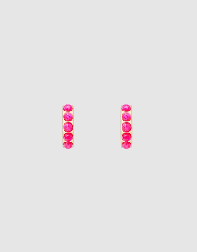 FAIRLEY - Hot Pink Opal Crystal Huggies