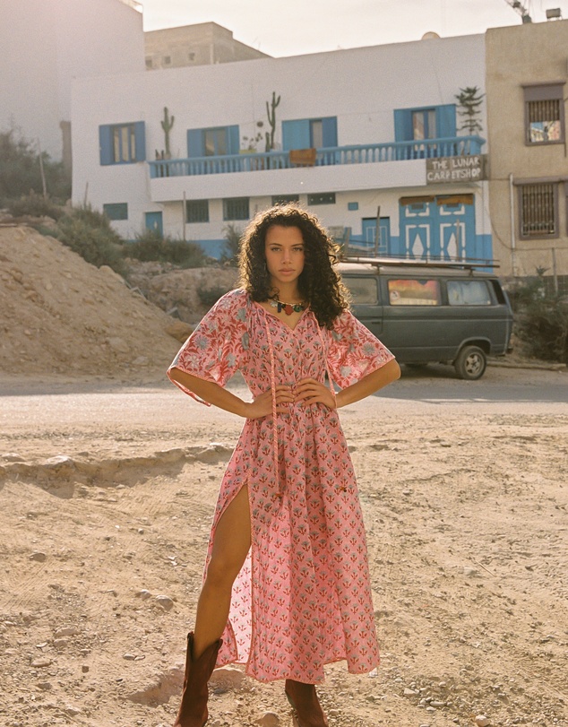 KINGA CSILLA - Kamala Block Print Primavera Maxi Dress