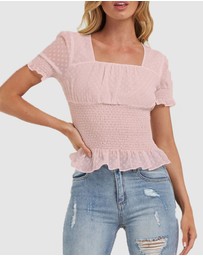 Amelius - Skylight Short Sleeve Shirred Top