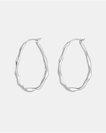 Dower & Hall - Women's Large Oval Waterfall Hoops In Sterling Silver