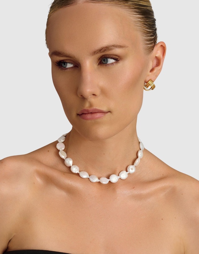 Nialaya Jewellery - Como Flat Pearl Choker