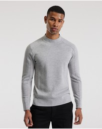 Calibre - Mock Neck Merino Sweater Silver Marle