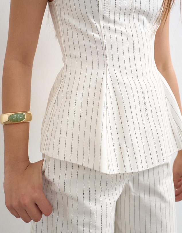 TOPSHOP - Para Striped High Neck Top