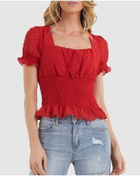 Amelius - Skylight Short Sleeve Shirred Top
