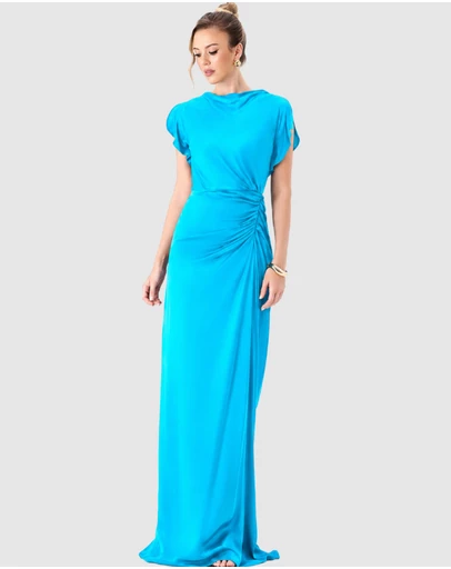 Bariano - Rasmi Ruched Satin Gown