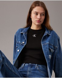 Calvin Klein Jeans - Slim Cropped Ribbed T-shirt
